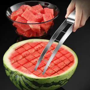 Wtermelon Cutter Slicer Cut Watermelon Into Cubes Knife Melon Baller for Kitchen Gadgets Useful Cool Tool, Large, Silver Wtermelon Cutter Slicer Cut Watermelon Into Cubes Knife Melon Baller for Kitchen Gadgets Useful Cool Tool, Large, Silver