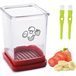 Fruit Slicer Cup | Strawberry Slicer | Stainless Steel Strawberry & Vegetable Slicer with Push Plate - Quickly Makes Fruit & Veggie Salad - Must Have Kitchen Gadget Fruit Slicer Cup | Strawberry Slicer | Stainless Steel Strawberry & Vegetable Slicer with Push Plate - Quickly Makes Fruit & Veggie Salad - Must Have Kitchen Gadget