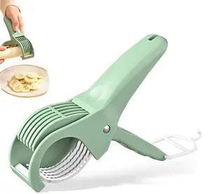 Multifunctional Fruit and Vegetable Slicer, Cucumber Divider, Press & Cut, Stainless Steel Blades, Ideal for Bananas, Cucumbers, Carrots, Peppers, Sausages (Green) Multifunctional Fruit and Vegetable Slicer, Cucumber Divider, Press & Cut, Stainless Steel Blades, Ideal for Bananas, Cucumbers, Carrots, Peppers, Sausages (Green)