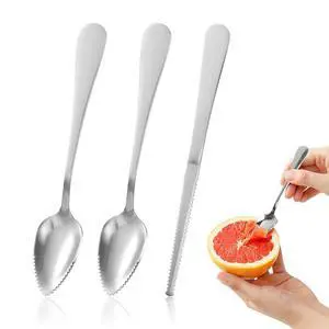 Grapefruit Spoon & Knife Set,Stainless Steel Grapefruit Spoon Utensil With Serrated Edge,Silver Kitchen Tool,Multi-Use for Citrus, Kiwi,Dessert, Avocado & More (3 PCS) Grapefruit Spoon & Knife Set,Stainless Steel Grapefruit Spoon Utensil With Serrated Edge,Silver Kitchen Tool,Multi-Use for Citrus, Kiwi,Dessert, Avocado & More (3 PCS)
