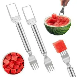 2 PCS Stainless Steel Watermelon Cutter and Fork Slicer Set 2-in-1 Fork Cutter and Fruit Slice Tool Watermelon Fork Slice Cutter Tool for Easy Cut Kitchen Gadget For Camping 2 PCS Stainless Steel Watermelon Cutter and Fork Slicer Set 2-in-1 Fork Cutter and Fruit Slice Tool Watermelon Fork Slice Cutter Tool for Easy Cut Kitchen Gadget For Camping