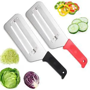 2 Pack Stainless Steel Cabbage Shredder with Dual Blades, Professional Vegetable Slicer for Coleslaw & Sauerkraut, Kitchen Lettuce Cutter Tool (Black+Red 2 Pack Stainless Steel Cabbage Shredder with Dual Blades, Professional Vegetable Slicer for Coleslaw & Sauerkraut, Kitchen Lettuce Cutter Tool (Black+Red
