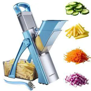 Upgrade Safe Mandoline Slicer Plus, Vegetable Chopper, Potato Slicer, Food Slicer Onion Chopper, Fry Cutter, Veggie Salad Dicer Kitchen Chopping Artifact Gifts (Blue) Upgrade Safe Mandoline Slicer Plus, Vegetable Chopper, Potato Slicer, Food Slicer Onion Chopper, Fry Cutter, Veggie Salad Dicer Kitchen Chopping Artifact Gifts (Blue)