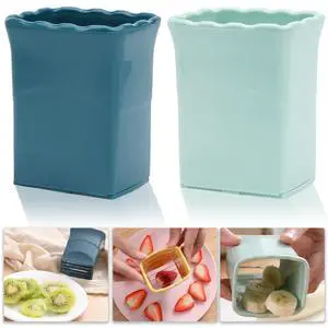 Piece Fruit Slicer Set, Stainless Steel, Mini Cup Slicer, Quick Salad Maker, Creative Kitchen Gadget (Navy Blue + Cyan) Piece Fruit Slicer Set, Stainless Steel, Mini Cup Slicer, Quick Salad Maker, Creative Kitchen Gadget (Navy Blue + Cyan)