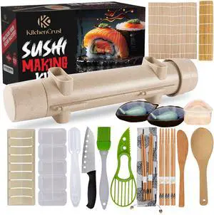 Sushi Making Kit, 22-in-1 Sushi Bazooka Sushi Roller bamboo sushi rolling mat Includes Avocado Slicer, Sushi Knife, Sushi Mold, Chopsticks, DIY Kit Tool Sushi making set for Beginners Sushi Making Kit, 22-in-1 Sushi Bazooka Sushi Roller bamboo sushi rolling mat Includes Avocado Slicer, Sushi Knife, Sushi Mold, Chopsticks, DIY Kit Tool Sushi making set for Beginners