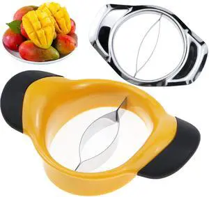 2 Packs Mango Slicer Stainless Steel Fruit Tool for Large/Small Mangoes - Family-Friendly Effortless Pitting for Homemade Smoothies, Salads & Desserts 2 Packs Mango Slicer Stainless Steel Fruit Tool for Large/Small Mangoes - Family-Friendly Effortless Pitting for Homemade Smoothies, Salads & Desserts