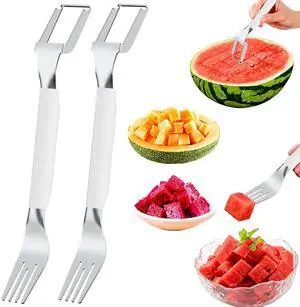 2-in-1 Stainless Steel Watermelon Cutter2026 Updated ModelDual Head Fruit Slicer Fork, Summer Kitchen Gadget for Home (2PCS-White) 2-in-1 Stainless Steel Watermelon Cutter2026 Updated ModelDual Head Fruit Slicer Fork, Summer Kitchen Gadget for Home (2PCS-White)