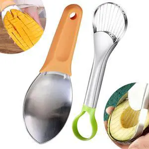 2pcs Avocado Slicer and Mango Slicer Cutting Tool Set, Avocado Tool and Fruit Corer, Easy to Use for Kitchen, Quick Slicing and Pitting, Perfect for Fruit Lovers 2pcs Avocado Slicer and Mango Slicer Cutting Tool Set, Avocado Tool and Fruit Corer, Easy to Use for Kitchen, Quick Slicing and Pitting, Perfect for Fruit Lovers