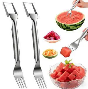 Watermelon Fork Slicer Cutter, 2PCS Stainless Steel 2-in-1 Watermelon Cutter, Portable Watermelon Fork Watermelon Cutter Slicer Tool Fruit Forks Slicer for Home Party Camping Kitchen Gadget Watermelon Fork Slicer Cutter, 2PCS Stainless Steel 2-in-1 Watermelon Cutter, Portable Watermelon Fork Watermelon Cutter Slicer Tool Fruit Forks Slicer for Home Party Camping Kitchen Gadget