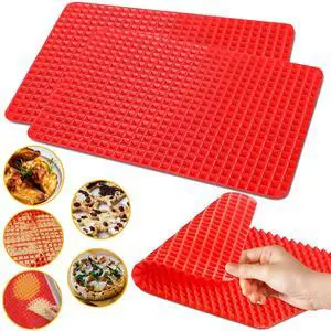 Silicone Baking Mat Pyramid Sheets Cooking Pan 16"x11" 2 Pack-RedBest Healthy Fat Reducing Nonstick Cooking Mat for Baking Mat with Grid for Oven Grilling BBQ, Baking and Roasting Silicone Baking Mat Pyramid Sheets Cooking Pan 16"x11" 2 Pack-RedBest Healthy Fat Reducing Nonstick Cooking Mat for Baking Mat with Grid for Oven Grilling BBQ, Baking and Roasting