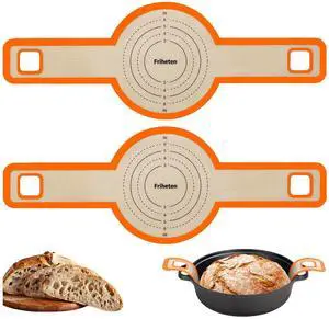 Sourdough Silicone Bread Sling - Non-Stick & Easy Clean Silicone Bread Mat for Dutch Oven. Reusable With Extra Long Handles Silicone Bread baking Supplies tools accessories (Orange 2) Sourdough Silicone Bread Sling - Non-Stick & Easy Clean Silicone Bread Mat for Dutch Oven. Reusable With Extra Long Handles Silicone Bread baking Supplies tools accessories (Orange 2)