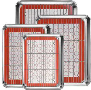 Baking Sheet Pan Set of 12, CEKEE Stainless Steel Cookie Sheets for Baking with Cooling Rack Silicone Baking Mat, Small/Quarter/Jelly Roll Pan, 9/10/12/16 Inch, Heavy Duty & Non Toxic & Easy Clean Baking Sheet Pan Set of 12, CEKEE Stainless Steel Cookie Sheets for Baking with Cooling Rack Silicone Baking Mat, Small/Quarter/Jelly Roll Pan, 9/10/12/16 Inch, Heavy Duty & Non Toxic & Easy Clean