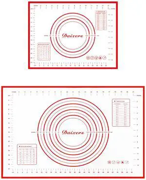 Silicone Baking Mats Set of 2,Large 24" x 16" Small 16" x 12" Non Stick Non Skid Pastry-Mat with Measurements (Red) Silicone Baking Mats Set of 2,Large 24" x 16" Small 16" x 12" Non Stick Non Skid Pastry-Mat with Measurements (Red)