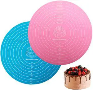 2 Pcs Non Stick Silicone Baking Mat Set with Measurements, Reusable Heat Resistant Dough Rolling Mat for Cake, Cookie, Bread Making - Blue & Pink (12x12 Inch) 2 Pcs Non Stick Silicone Baking Mat Set with Measurements, Reusable Heat Resistant Dough Rolling Mat for Cake, Cookie, Bread Making - Blue & Pink (12x12 Inch)