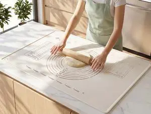 Silicone Baking Mat with Raised Edge Perfect for Pastries, Bread, Cookies, Pizza, Fondant and Pasta (31"L x 24"W) Silicone Baking Mat with Raised Edge Perfect for Pastries, Bread, Cookies, Pizza, Fondant and Pasta (31"L x 24"W)