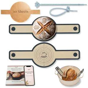 Silicone Bread Sling for Dutch Oven, 2-Pack 7.2" Long Handle Sourdough Baking Mat, 500°F Heat Resistant Dough Transfer Slings with 10 Parchment Sheets & 2 Cable Ties Silicone Bread Sling for Dutch Oven, 2-Pack 7.2" Long Handle Sourdough Baking Mat, 500°F Heat Resistant Dough Transfer Slings with 10 Parchment Sheets & 2 Cable Ties