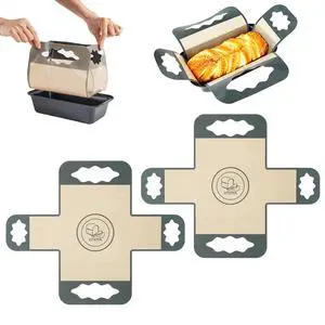 2 Pcs Reusable Silicone Bread Loaf Pan Liner, Food Grade BPA Free Bread Baking Mat, Non-Stick and Heat Resistant Dough Transfer Tool, Sourdough Sling with 4 Handles, Fits 9x5" or 1.5Lb Loaf Pans 2 Pcs Reusable Silicone Bread Loaf Pan Liner, Food Grade BPA Free Bread Baking Mat, Non-Stick and Heat Resistant Dough Transfer Tool, Sourdough Sling with 4 Handles, Fits 9x5" or 1.5Lb Loaf Pans