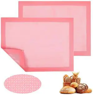 2 Pcs Reusable Baking Sheet Liners, Perforated Silicone Half Sheet Silicone Baking Mats 11.75" x 15.75" Non Stick Mesh Oven Liners for Eclairs Bread Pizza Cookies, Pink 2 Pcs Reusable Baking Sheet Liners, Perforated Silicone Half Sheet Silicone Baking Mats 11.75" x 15.75" Non Stick Mesh Oven Liners for Eclairs Bread Pizza Cookies, Pink