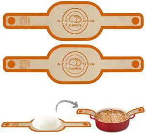 Silicone Bread Sling Dutch Oven Liner, Non-Stick & Easy Clean Reusable Oval Silicone Bread Sling Baking Mat, Easy to Transfer Sourdough Bread - 2 Orange Set Silicone Bread Sling Dutch Oven Liner, Non-Stick & Easy Clean Reusable Oval Silicone Bread Sling Baking Mat, Easy to Transfer Sourdough Bread - 2 Orange Set