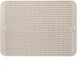 Silicone Dish Drying Mat Quick-Dry Ridges Counter & Sink Pad, Heat-Resistant Trivet to 450°F, Non-Slip & Dishwasher Safe, Roll-Up Storage, 18 Colors & 9 Sizes (Tapioca, 16"×12") Silicone Dish Drying Mat Quick-Dry Ridges Counter & Sink Pad, Heat-Resistant Trivet to 450°F, Non-Slip & Dishwasher Safe, Roll-Up Storage, 18 Colors & 9 Sizes (Tapioca, 16"×12")