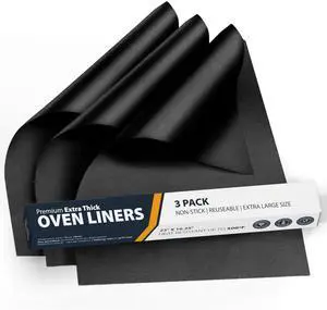 Oven Liners for Bottom of Oven - 3 Pack Large Heavy Duty Mats, 16.25x23 Non-Stick Reusable Liner for Electric, Gas, Toasters, Grills - BPA & PFOA Free Kitchen Accessory to Keep It Clean (Black) Oven Liners for Bottom of Oven - 3 Pack Large Heavy Duty Mats, 16.25x23 Non-Stick Reusable Liner for Electric, Gas, Toasters, Grills - BPA & PFOA Free Kitchen Accessory to Keep It Clean (Black)