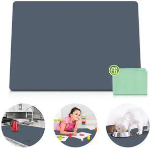 Premium Silicone Mat 25" x 17" Multipurpose Cooking Mat Thick Heat Resistant, Kitchen Counter Mat Waterproof - Coffee Machine, Countertop Protector Air Fryer, Baking mat (Grey) Premium Silicone Mat 25" x 17" Multipurpose Cooking Mat Thick Heat Resistant, Kitchen Counter Mat Waterproof - Coffee Machine, Countertop Protector Air Fryer, Baking mat (Grey)