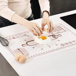 Silicone Baking Mat 20"L x 28"W, Extra Thick Dough Rolling Pad with Measurements and Edge Heightening, Non-stick Food Grade Silicone Pastry Mat for Pastry, Bread, Cookies (Transparent) Silicone Baking Mat 20"L x 28"W, Extra Thick Dough Rolling Pad with Measurements and Edge Heightening, Non-stick Food Grade Silicone Pastry Mat for Pastry, Bread, Cookies (Transparent)