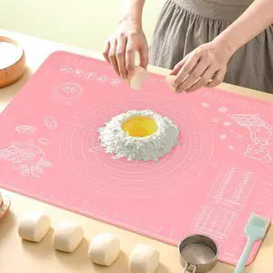 Silicone Pastry Mat 28" x 20" Extra Thick Non Stick Baking Mat with Measurements and Edge Heightening, Food Grade Silicone Rolling Mat for Pastry, Bread, Cookies, Pizza, Fondant, Pasta - Pink Silicone Pastry Mat 28" x 20" Extra Thick Non Stick Baking Mat with Measurements and Edge Heightening, Food Grade Silicone Rolling Mat for Pastry, Bread, Cookies, Pizza, Fondant, Pasta - Pink