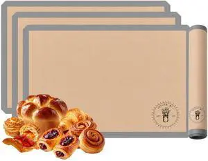 Silicone Baking Mats for 3/4 Size Cookie Sheets for Baking - 3 Pack - Non-Stick, Food Safe Oven Safe Liners for baking sheets - Easy Clean, Mess-Free Baking Sheet Liners, 13.5 x 19.5 Inches Silicone Baking Mats for 3/4 Size Cookie Sheets for Baking - 3 Pack - Non-Stick, Food Safe Oven Safe Liners for baking sheets - Easy Clean, Mess-Free Baking Sheet Liners, 13.5 x 19.5 Inches