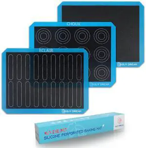 3PCs GUY DREAM Perforated Silicone Baking Mat 11-4/5" x 15-3/4" - 1 Choux Mat, 1 Eclair Mat and 1 Blank Mat for Baking Cookie- Steaming Mesh For Half Size Cooking Sheet- Non-Stick Reusable Oven Liner 3PCs GUY DREAM Perforated Silicone Baking Mat 11-4/5" x 15-3/4" - 1 Choux Mat, 1 Eclair Mat and 1 Blank Mat for Baking Cookie- Steaming Mesh For Half Size Cooking Sheet- Non-Stick Reusable Oven Liner