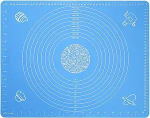 Silicone Baking Mat for Pastry Rolling Dough with Measurements,19.7" x 15.7" BPA Free Non stick and Non Slip Blue Table Sheet Baking Supplies for Bake Pizza Cake Silicone Baking Mat for Pastry Rolling Dough with Measurements,19.7" x 15.7" BPA Free Non stick and Non Slip Blue Table Sheet Baking Supplies for Bake Pizza Cake