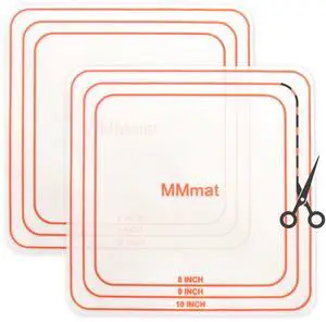 Silicone Baking Mat, Set of 2 Square Non-Stick Cuttable Baking Mats 8/9/10 inches - Best German Silicone Silicone Baking Mat, Set of 2 Square Non-Stick Cuttable Baking Mats 8/9/10 inches - Best German Silicone