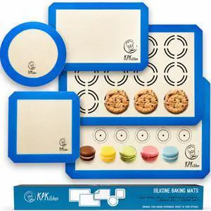 Silicone Baking Mat Set of 5-2 Half Sheets (Macaron & Cookie Circle On Mat) + 1 Quarter + 1 Round & 1 Square Size Silicone Baking Sheet - Nonstick & Easy to Clean - 100% Silicone Mats for Baking Silicone Baking Mat Set of 5-2 Half Sheets (Macaron & Cookie Circle On Mat) + 1 Quarter + 1 Round & 1 Square Size Silicone Baking Sheet - Nonstick & Easy to Clean - 100% Silicone Mats for Baking