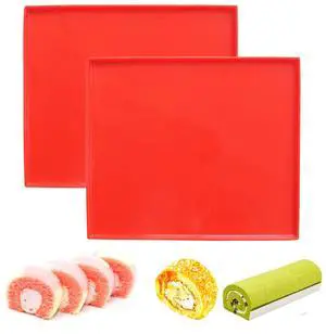 Swiss Roll Cake Mat - Flexible Multipurpose Silicone sheet Nonstick jelly roll pan Baking Tray Pastry Mat Pizza Cookies Moldset of 2 Swiss Roll Cake Mat - Flexible Multipurpose Silicone sheet Nonstick jelly roll pan Baking Tray Pastry Mat Pizza Cookies Moldset of 2