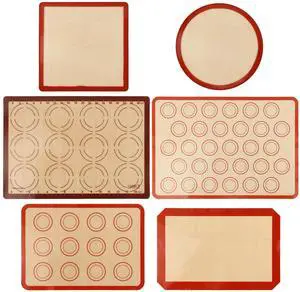 Silicone Baking Mat Set of 6, Extra Thick Silicone Mats, Food Grade Non-stick Reusable Baking Mat, Heat Resistant -40°F to 446°F, Round & Square Cake Pan Mat for Macarons, Cookies, Pizza, Bread Silicone Baking Mat Set of 6, Extra Thick Silicone Mats, Food Grade Non-stick Reusable Baking Mat, Heat Resistant -40°F to 446°F, Round & Square Cake Pan Mat for Macarons, Cookies, Pizza, Bread