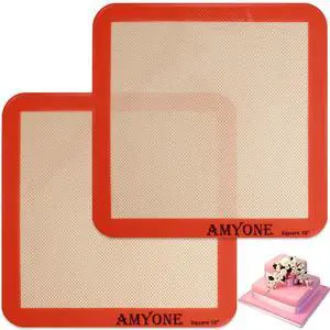 Square Silicone Baking Mats for 10 Inch Cake Pan, 9.65"Square Food Grade Silicone Mat for Baking Sheet for Cake/Pastry/Toast/Pie, Non-Stick Reusable Baking Mat for 10x10 Air Fryer/Cake Pan/Oven Square Silicone Baking Mats for 10 Inch Cake Pan, 9.65"Square Food Grade Silicone Mat for Baking Sheet for Cake/Pastry/Toast/Pie, Non-Stick Reusable Baking Mat for 10x10 Air Fryer/Cake Pan/Oven