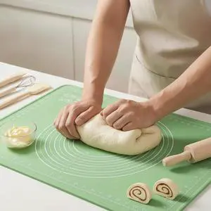Silicone Baking Mat, 28" x 20", Extra Thick Non Slip Pastry Mat with Measurements, Food Grade Dough Rolling Mat with Raised Edge and Scraper for Bread Pizza Silicone Baking Mat, 28" x 20", Extra Thick Non Slip Pastry Mat with Measurements, Food Grade Dough Rolling Mat with Raised Edge and Scraper for Bread Pizza