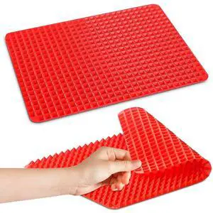 Red Silicone Baking Mat - 16x11.42" Non Stick Baking Mat With Fat Filtering Red Pyramid Design, Suitable for Oven & Microwave - Flexible & Easy-to-Clean Silicone Cooking Mats for Roasting, BBQ, Bacon Red Silicone Baking Mat - 16x11.42" Non Stick Baking Mat With Fat Filtering Red Pyramid Design, Suitable for Oven & Microwave - Flexible & Easy-to-Clean Silicone Cooking Mats for Roasting, BBQ, Bacon