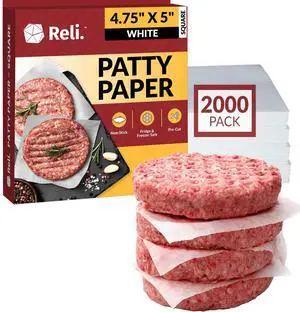 Hamburger Patty Paper (2000 Pack) (4.75" x 5", Square)| Wax Paper Squares | Food Grade Patty & Parchment Non-Stick Sheets for Burger Press, Deli/Butcher Meat, Resturant-Grade Hamburger Patty Paper (2000 Pack) (4.75" x 5", Square)| Wax Paper Squares | Food Grade Patty & Parchment Non-Stick Sheets for Burger Press, Deli/Butcher Meat, Resturant-Grade
