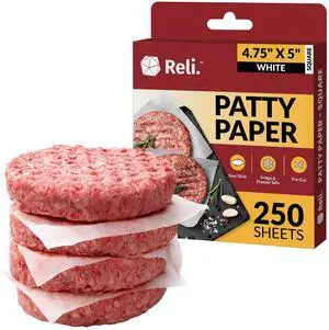 (250 Pack) Hamburger Patty Paper (4.75" x 5",Square) | Wax Paper Squares | Food Grade Patty & Parchment Non-Stick Sheets for Burger Press, Deli/Butcher Meat, Resturant-Grade (250 Pack) Hamburger Patty Paper (4.75" x 5",Square) | Wax Paper Squares | Food Grade Patty & Parchment Non-Stick Sheets for Burger Press, Deli/Butcher Meat, Resturant-Grade