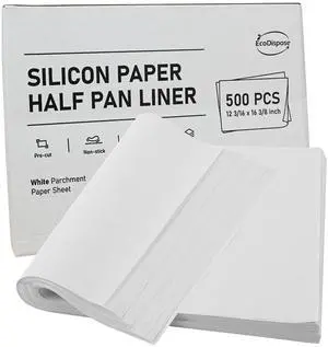 Non-Stick Precut Parchment Paper Baking Sheets Half Pan liner for Bake (12-3/16" x 16-3/8",White,500PCS) Non-Stick Precut Parchment Paper Baking Sheets Half Pan liner for Bake (12-3/16" x 16-3/8",White,500PCS)