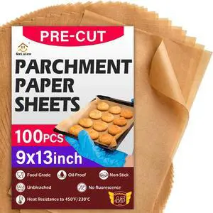 Parchment Paper Sheets, 9x13 In Non-Stick Unbleached Precut Baking Paper Parchment Paper Sheets, 9x13 In Non-Stick Unbleached Precut Baking Paper