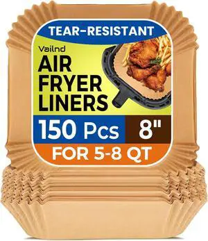 Air Fryer Liners Disposable, 150 Pcs 8" Unbleached Parchment Paper Sheets Square, Heavy-duty Baking Paper Liner for Air Fryers Cooking Oven Steamer, Non-Stick, Grease-Resistant Air Fryer Liners Disposable, 150 Pcs 8" Unbleached Parchment Paper Sheets Square, Heavy-duty Baking Paper Liner for Air Fryers Cooking Oven Steamer, Non-Stick, Grease-Resistant