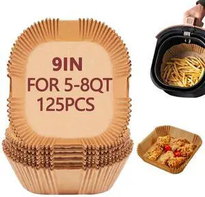 9 Inch Air Fryer Liners Disposable, 125 Pack Parchment Paper Sheets for Air Fryer Basket, Non-Stick, Disposable, Unbleached, Heat Resistant, Fits 5-8 QT Air Fryers, Oil-Free & Healthy Cooking 9 Inch Air Fryer Liners Disposable, 125 Pack Parchment Paper Sheets for Air Fryer Basket, Non-Stick, Disposable, Unbleached, Heat Resistant, Fits 5-8 QT Air Fryers, Oil-Free & Healthy Cooking