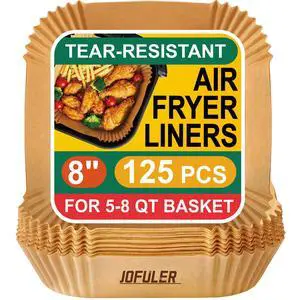 Disposable Air Fryer Liners 8 Inch, 125 Pcs Unbleached Parchment Paper for Air Fryer Basket, Non-Stick, Oil Resistant, Easy Cleanup, Square Liners for 5-8 QT Disposable Air Fryer Liners 8 Inch, 125 Pcs Unbleached Parchment Paper for Air Fryer Basket, Non-Stick, Oil Resistant, Easy Cleanup, Square Liners for 5-8 QT