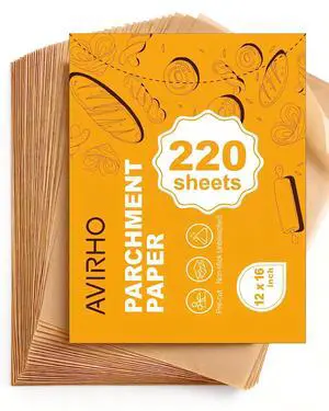 220 Count Precut Parchment Paper Baking Sheets, 12 x 16 Inch Non-Stick Unbleached Heat Resistant Half Sheet Pan Liners for Baking, Oven, Air Fryer, Grilling & Steaming 220 Count Precut Parchment Paper Baking Sheets, 12 x 16 Inch Non-Stick Unbleached Heat Resistant Half Sheet Pan Liners for Baking, Oven, Air Fryer, Grilling & Steaming
