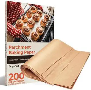 Unbleached Parchment Paper for Baking, 200Pcs,9x13 In, Precut Parchment Paper Sheets, Non-Stick with Serrated Cutter for Baking, Cooking, Air Fryer Unbleached Parchment Paper for Baking, 200Pcs,9x13 In, Precut Parchment Paper Sheets, Non-Stick with Serrated Cutter for Baking, Cooking, Air Fryer