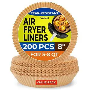 Air Fryer Liners for Ninja, 200 Pcs 8" Round Airfryer Paper Liners Disposable for Oven, Pans & Baking, Non-Stick and Oil Proof Parchment Paper for 5-8 qt Air Fryer Basket by Vailnd Air Fryer Liners for Ninja, 200 Pcs 8" Round Airfryer Paper Liners Disposable for Oven, Pans & Baking, Non-Stick and Oil Proof Parchment Paper for 5-8 qt Air Fryer Basket by Vailnd