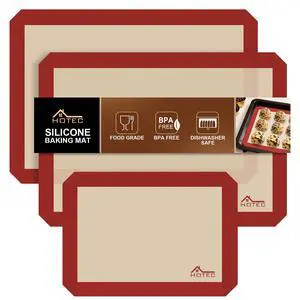 Silicone Baking Mats 3 Pack Non-Stick Reusable Silicone Baking Sheets for Oven Cookie & Macaron Mats 2 Half Sheet + 1 Quarter Sheet BPA-Free, Dishwasher Safe Silicone Baking Mats 3 Pack Non-Stick Reusable Silicone Baking Sheets for Oven Cookie & Macaron Mats 2 Half Sheet + 1 Quarter Sheet BPA-Free, Dishwasher Safe