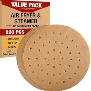 9 Steamer Paper, Air Fryer Round Parchment Paper Liners 220pcs Unbleached Bamboo Steamer Liners Easy Cleanup, Will Not Burn or Curl, Non-Toxic & Convenient Packaging 9 Steamer Paper, Air Fryer Round Parchment Paper Liners 220pcs Unbleached Bamboo Steamer Liners Easy Cleanup, Will Not Burn or Curl, Non-Toxic & Convenient Packaging